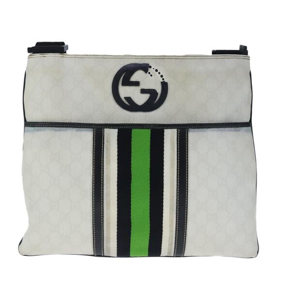 GUCCI GG Supreme Sherry Line Shoulder Bag Pvc Green White - Picture 2 of 16